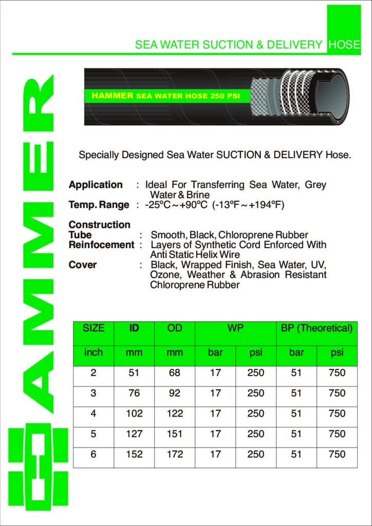 Hammer SEA WSD250 Seawater Suction & Delivery Hose Datasheet cover