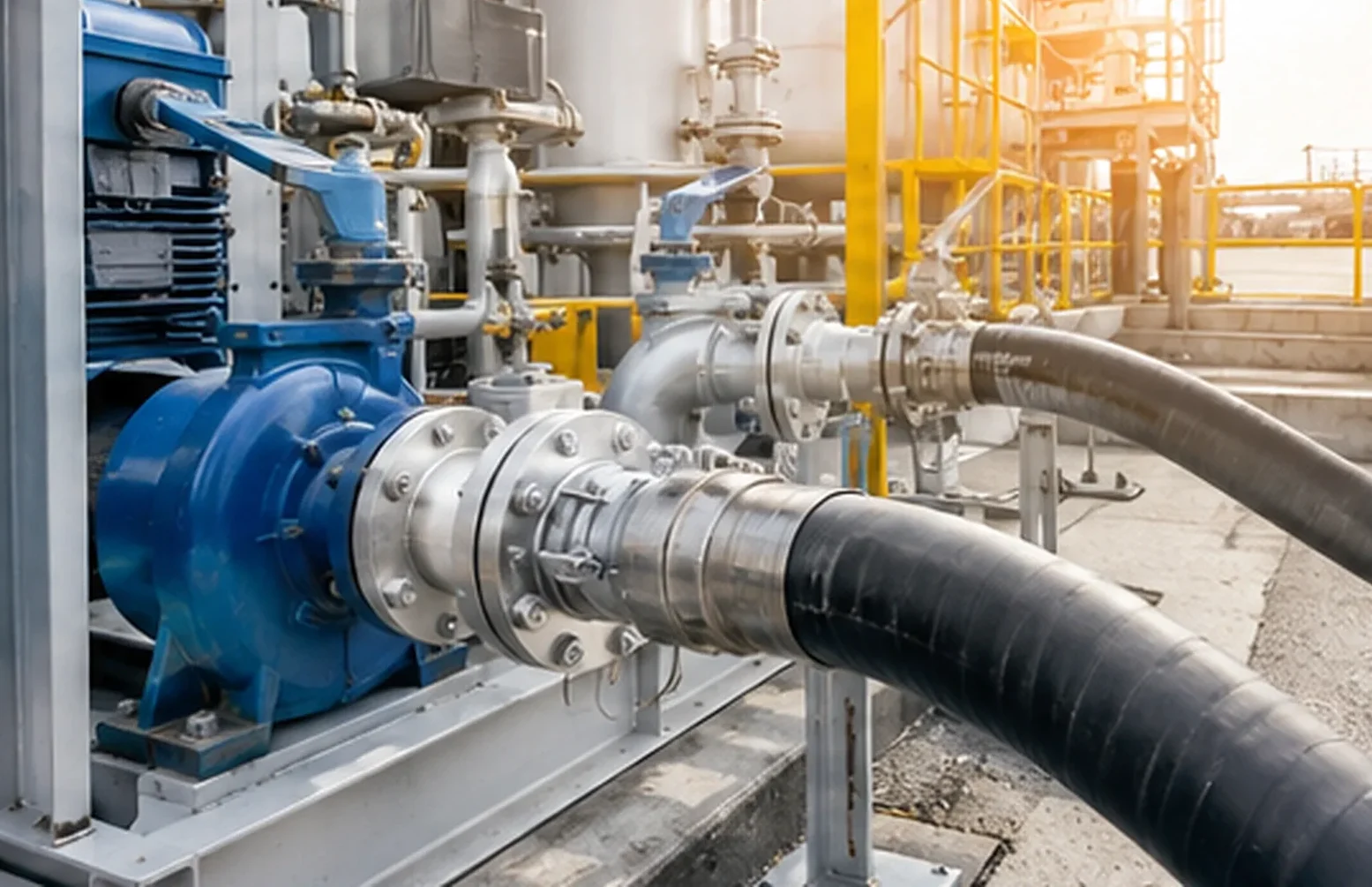 Industrial fuel pump hose transfer application